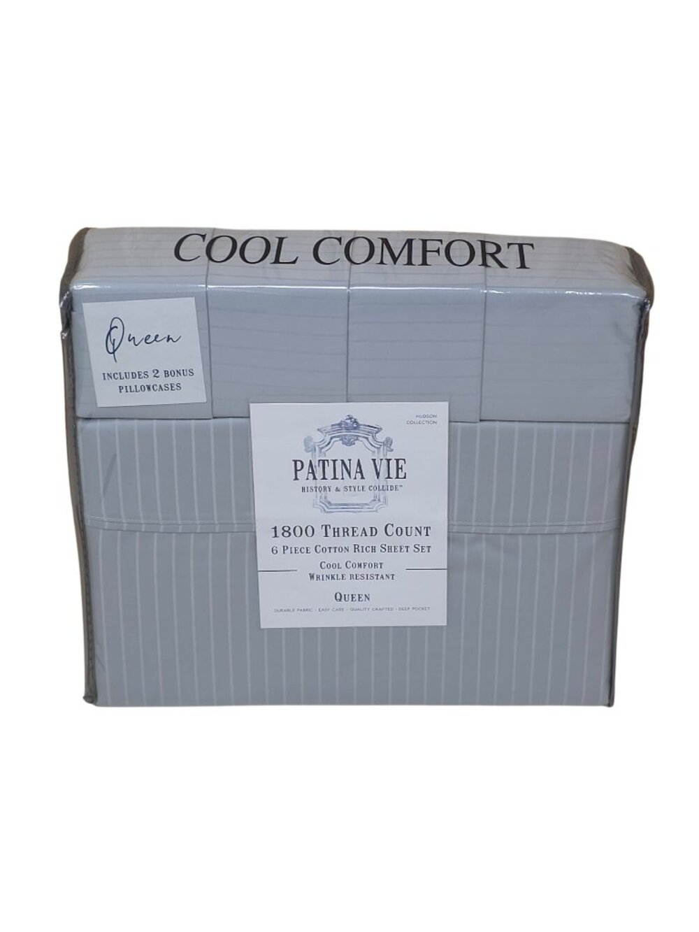 Patina Vie 1800 Thread Count 6-Piece Queen Sheet Set Cool Comfort Cotton Blend